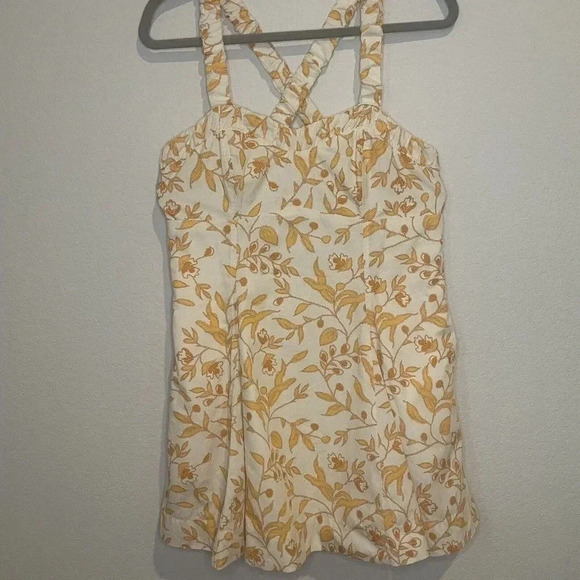 Anthropologie Maeve Womens Sweetheart Mini Floral Dress Orange And White Small - Picture 8 of 13